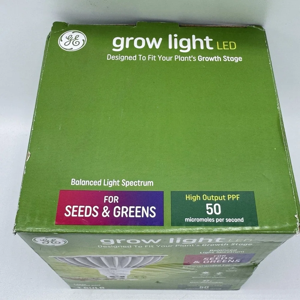 GE Grow Light LED PAR38 Bulb 50 PPF Balanced Spectrum For Seeds & Greens